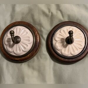 Target 2008 floral ceramic & wooden Decorative Wall Hooks
